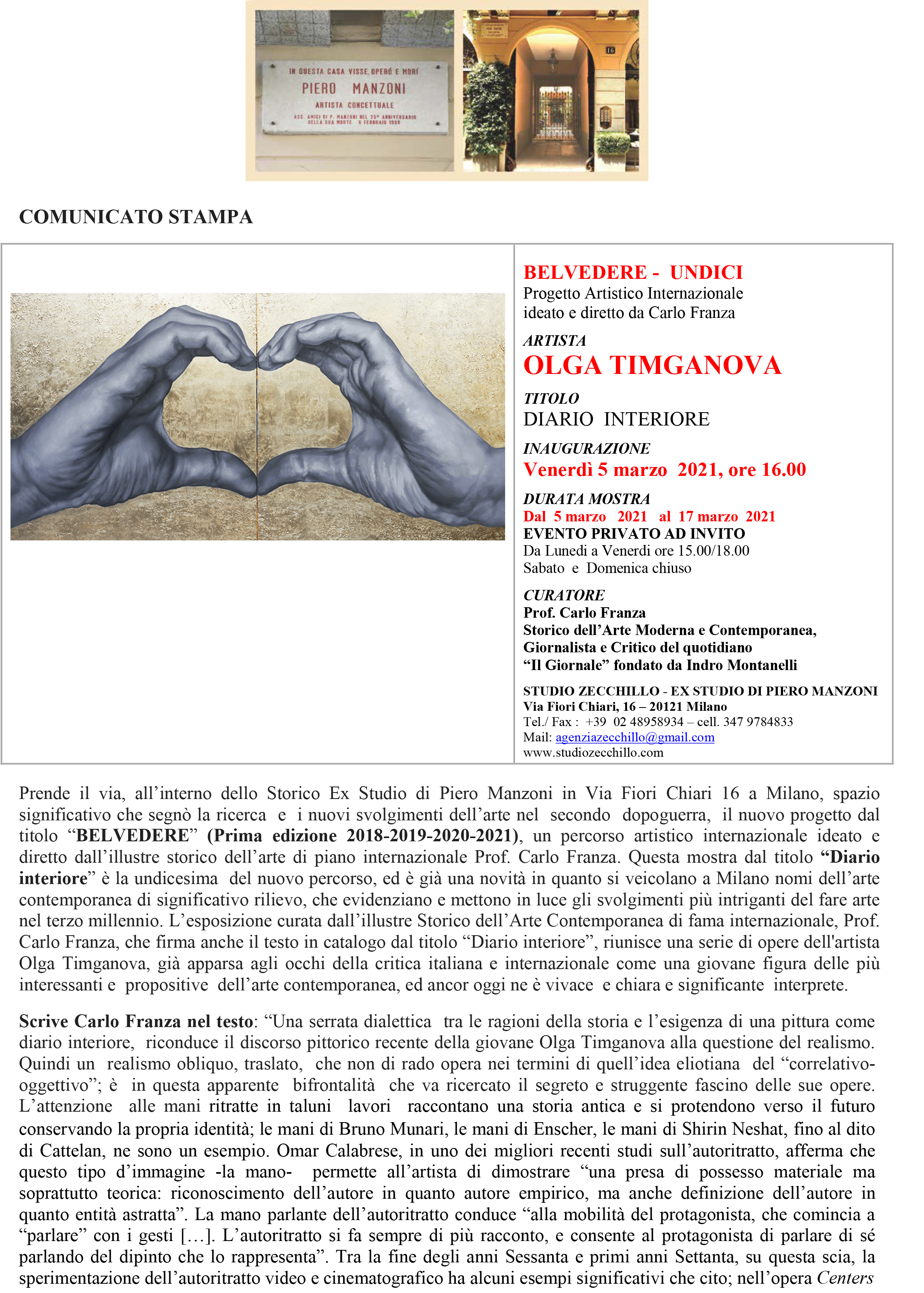 COMUNICATO STAMPA MOSTRA OLGA TIMGANOVA Ex Studio Piero Manzoni 2021-1